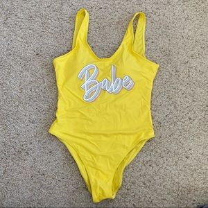 “BABE” Yellow One-Piece Swimsuit